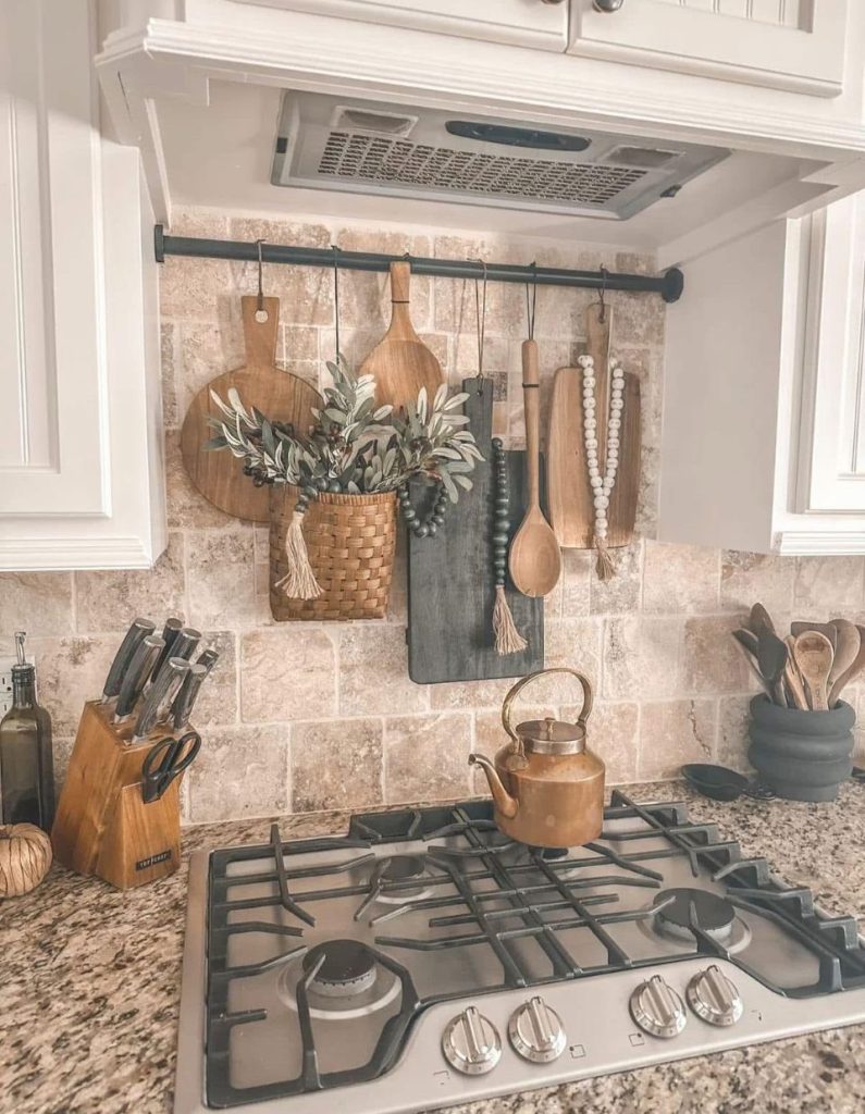 Top of stove decor ideas, stovetop decor ideas, top of stove decor on a budget, top of stove apartment decor, stovetop decor for fall, fall stovetop design ideas, top of stove decor ideas for fall and winter, By Paige Nicole for top of stove decor ideas for your home.