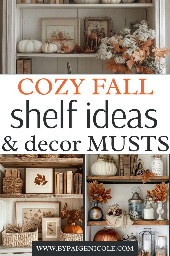 Fall shelf ideas, cozy fall shelf ideas, shelf ideas for fall.