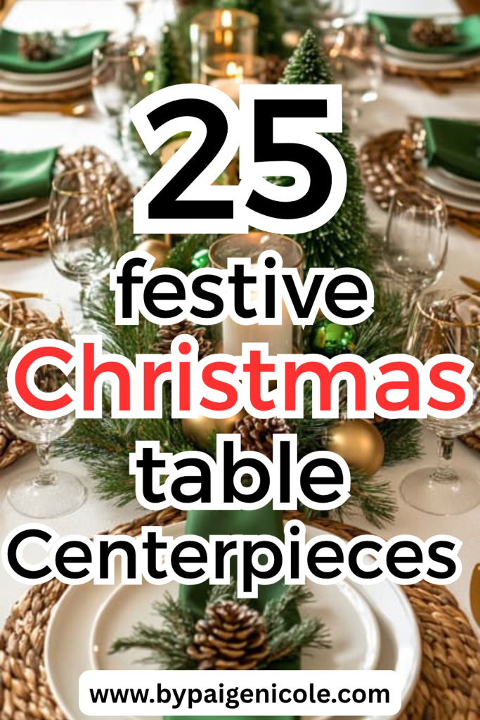 By Paige Nicole presents 25 festive Christmas table centerpieces to inspire your holiday decor.